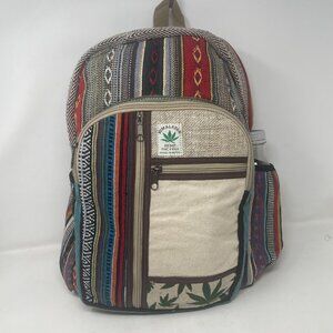 Unique Design100% Himalaya Hemp Backpack multi Pockets (THC FREE) Handmade Nepal